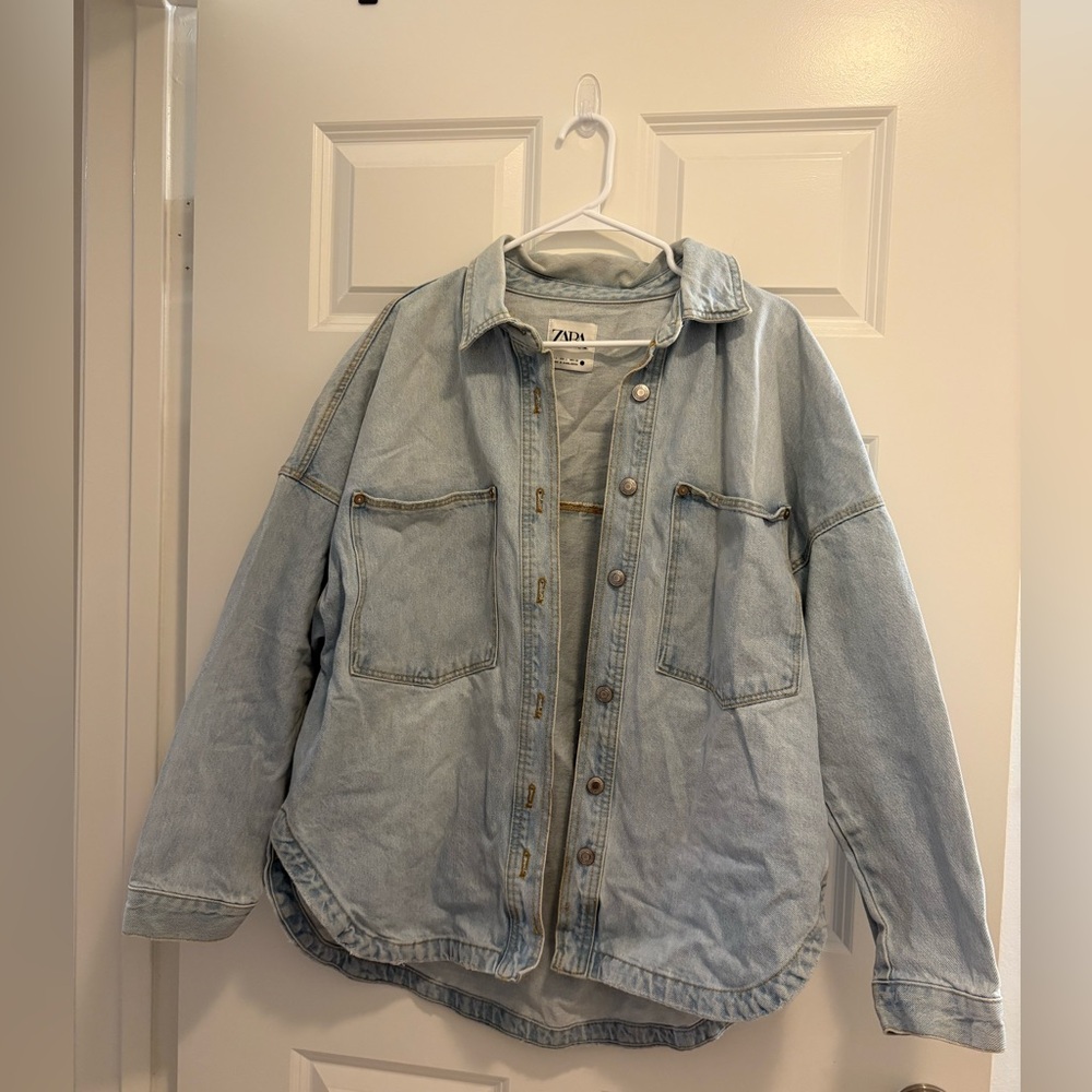 Zara Sky Blue Denim Shirt Jacket